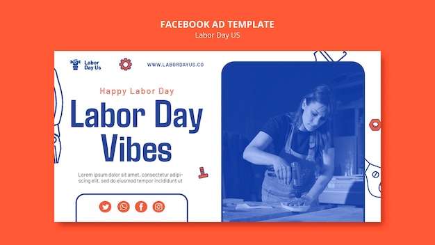 PSD social media promo template for us labor day celebration