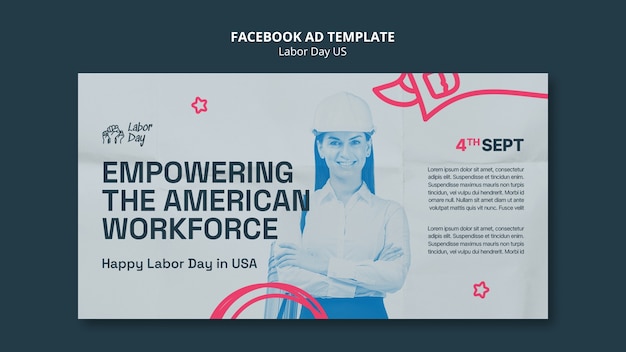 PSD social media promo template for us labor day celebration