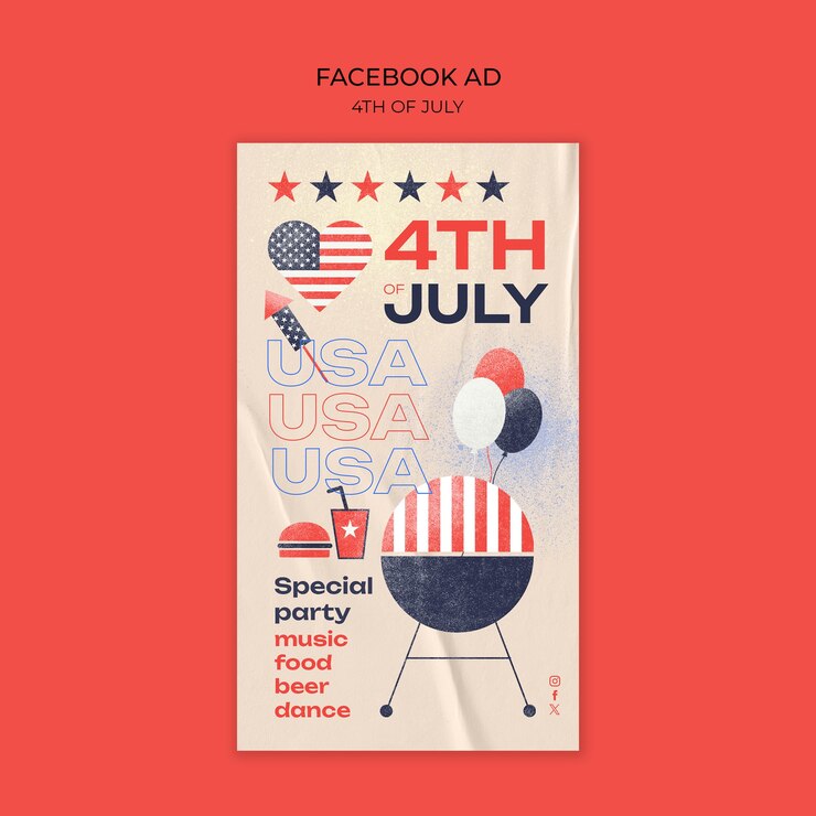 PSD social media promo template for usa independence day celebration