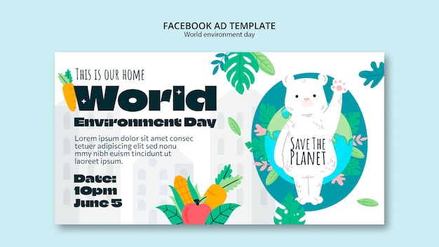 PSD modello promozionale sui social media per la celebrazione della giornata mondiale dell'ambiente