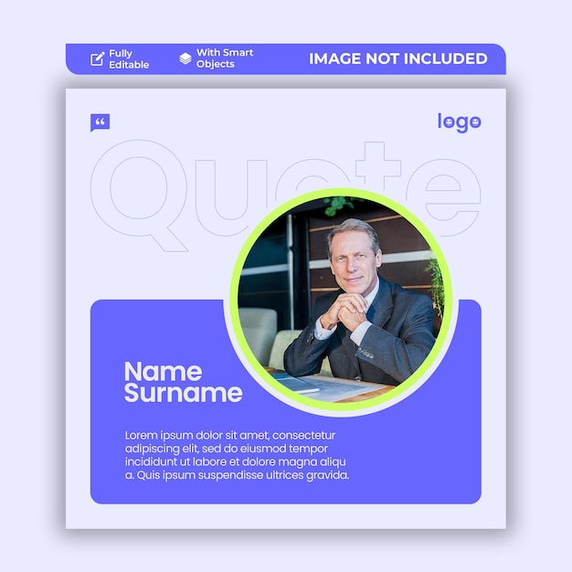 Social media quote of the day business man post template