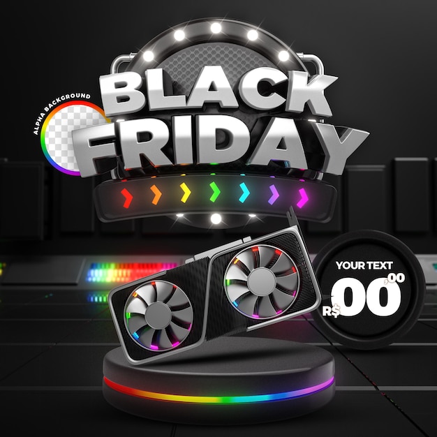 PSD social media rainbow black friday 50 off promozione instagram post template 3d render