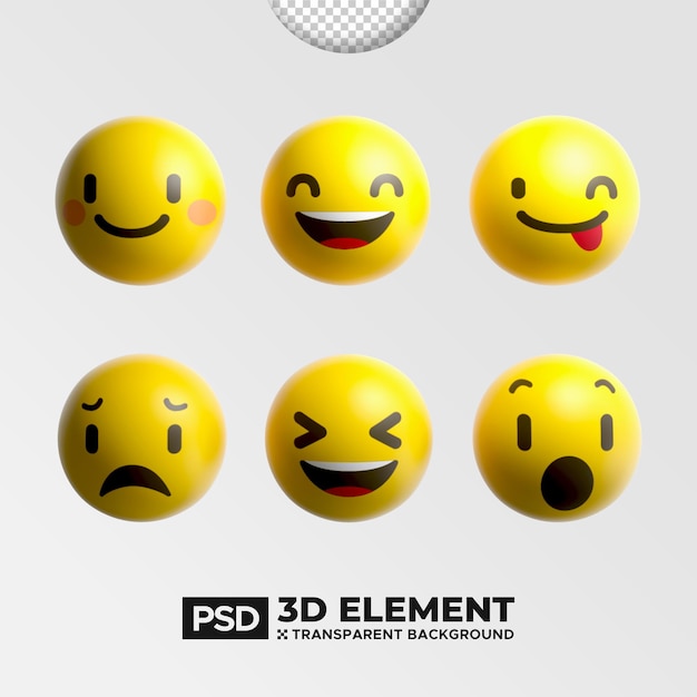 PSD reazione dei social media emoticon di oggetto 3d