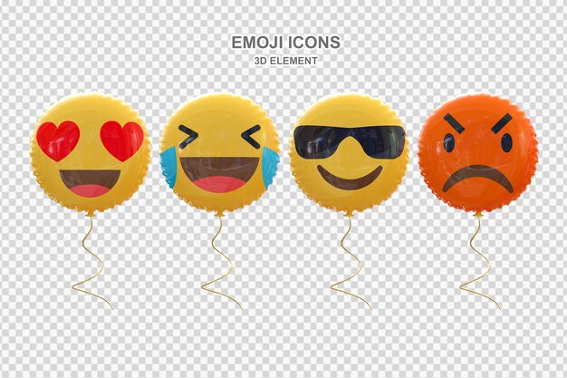 PSD reazione dei social media a palloncini emoticon 3d