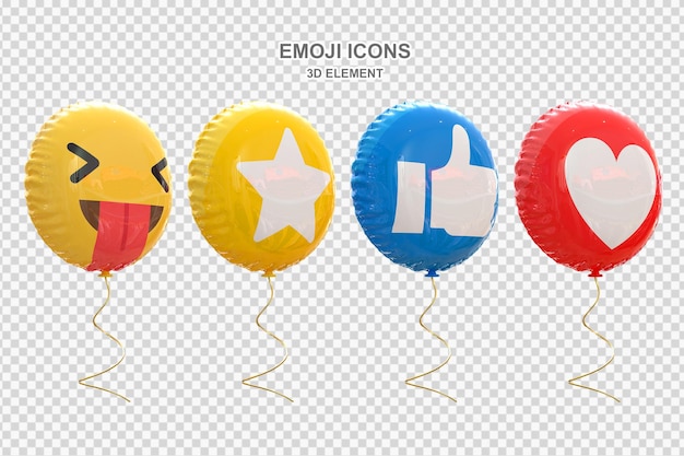 Reazione dei social media a palloncini emoticon 3d