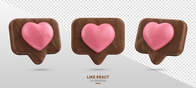 PSD social media reaction heart element 3d easter chocolate