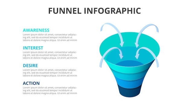 PSD social media sales funnel infographic isometric presentation template