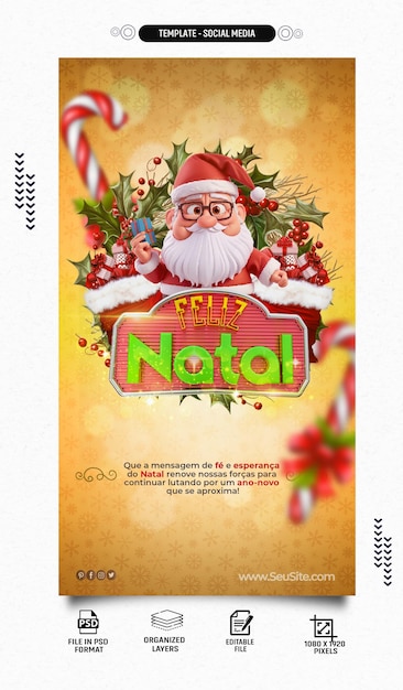 PSD social media-sjabloon campagne de natal feliz natal