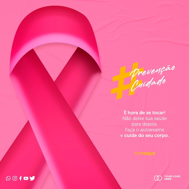 Social media-sjabloon voor bewustzijn van borstkanker