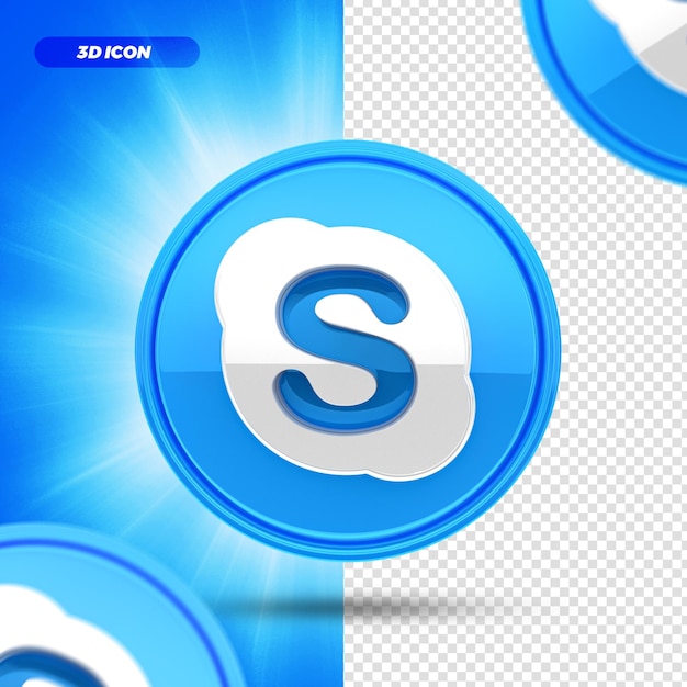 Social media skype 3d render icona isolata