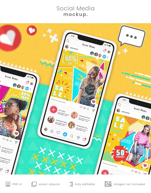 social media smartphone mockup
