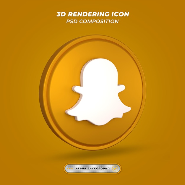 Social media snap chat icon in 3d rendering