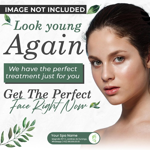 PSD social media spa post woman with a white skin and a green background