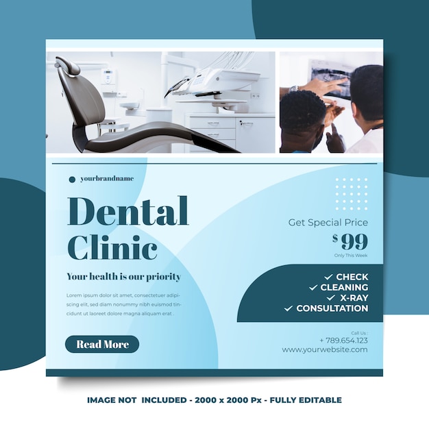 Social Media Square Banner design template minimalist style dental clinic