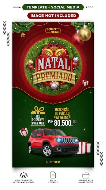 PSD storie sui social media il natale ha premiato il tuo regalo è qui