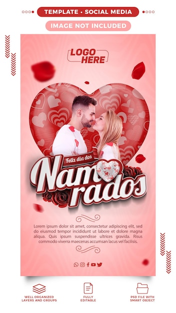 Social media stories instagram happy valentines day in brazil