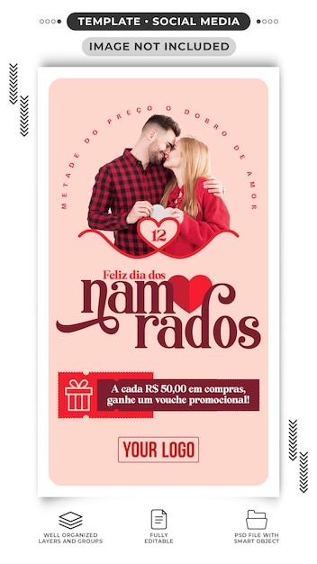 PSD social media stories promotion happy valentine's day