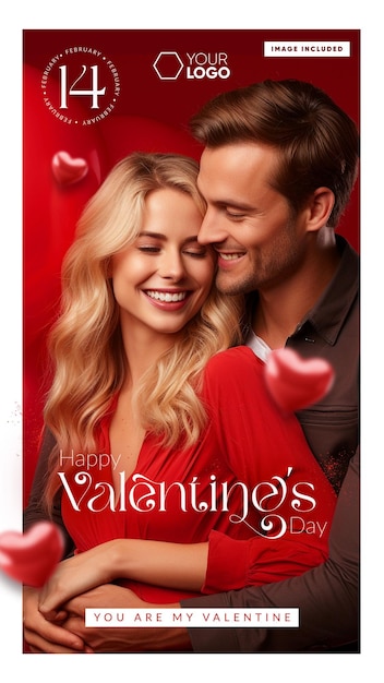 Social media stories template happy valentines day you are my valentine