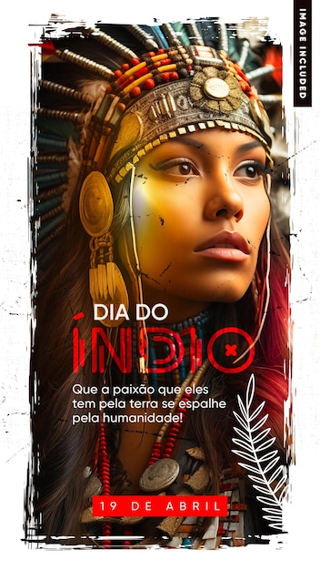 PSD social media stories template indian day in brazil