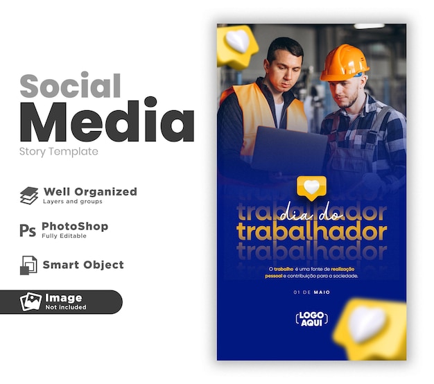 PSD social media story instagram labor day in brazil