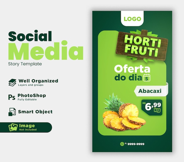 Social Media Story Oferuje szablon HortiFruti Brazylia