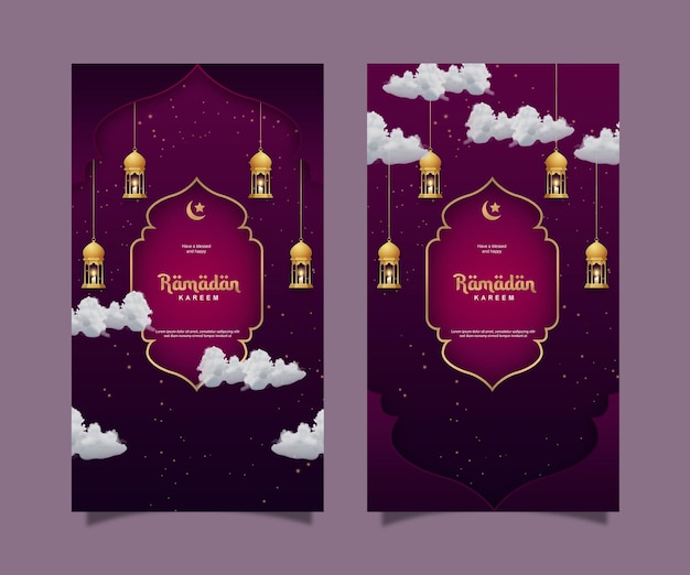 Social media story post ramadan kareem modern simple design purple 10