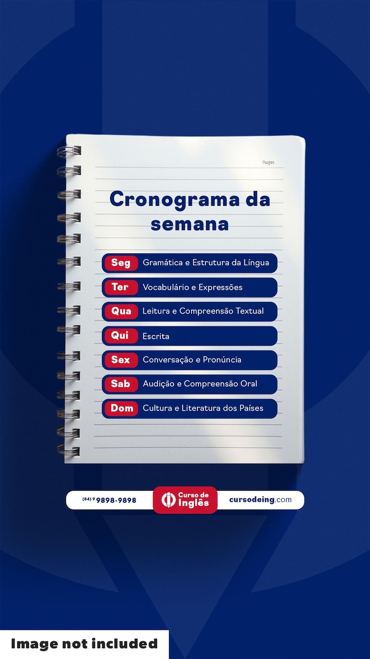 PSD social media story weekly portuguese study plan