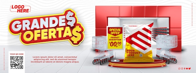 Social Media Supermarket Szablon Baner Świetne oferty w Brazylii