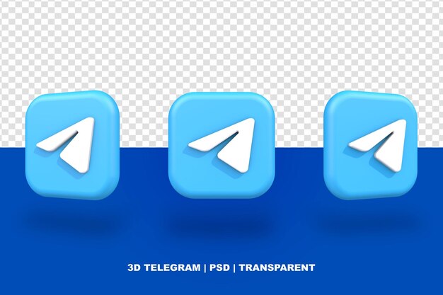 Social media telegram logo 3d