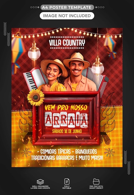 social media template a4 come to our arraia