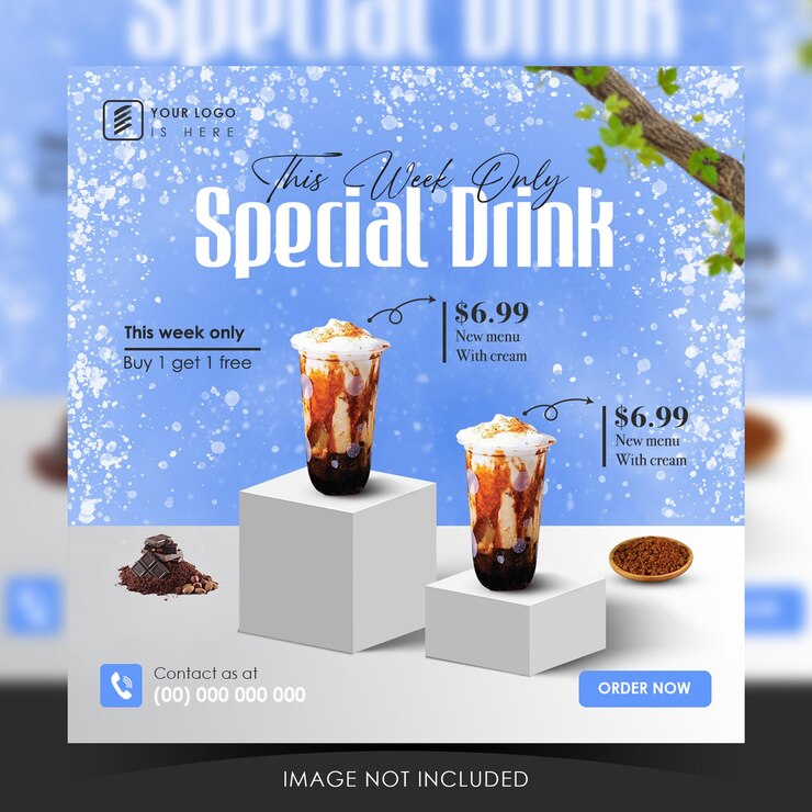 PSD 飲料製品のinstagram投稿のソーシャルメディアテンプレート