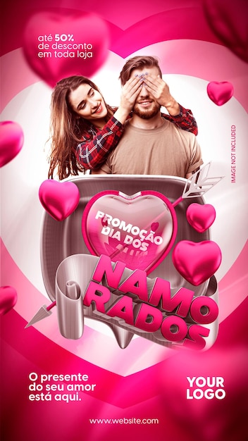 Modello di social media per la promozione di san valentino in brasile