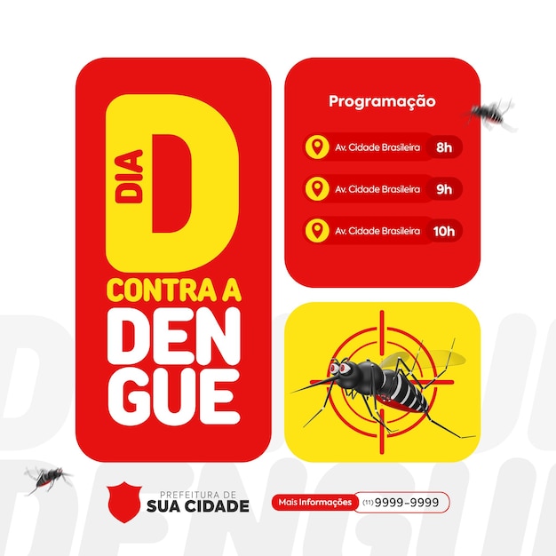 PSD social media template campanha contra dengue post for brazilian health campaign