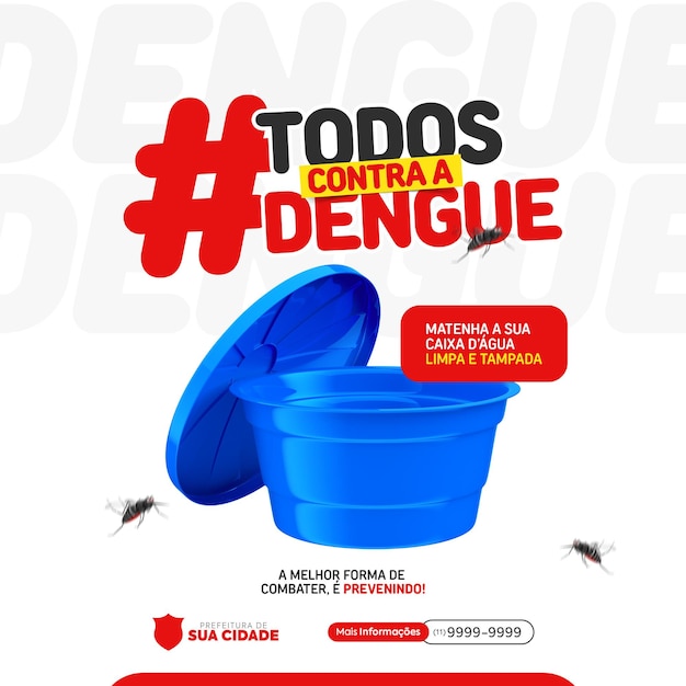 PSD 브라질 보건 캠페인을 위한 덴기 대응 캠페인 소셜 미디어 템플릿 게시물