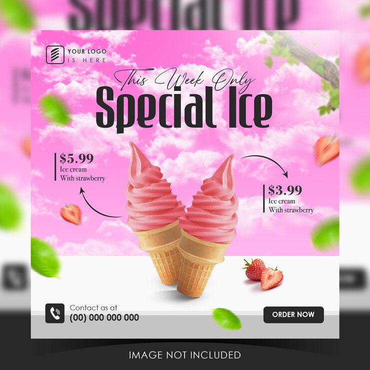PSD social media template for ice cream product instagram post