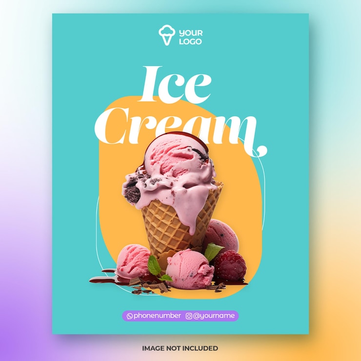 PSD social media template ice cream