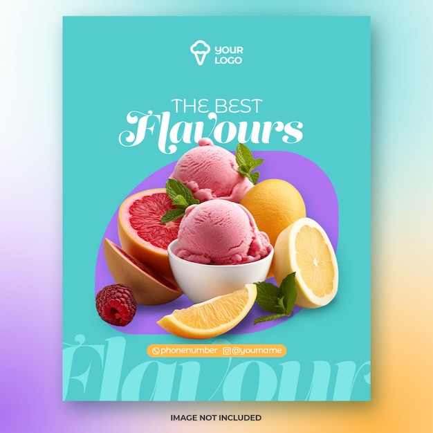 PSD social media template ice cream