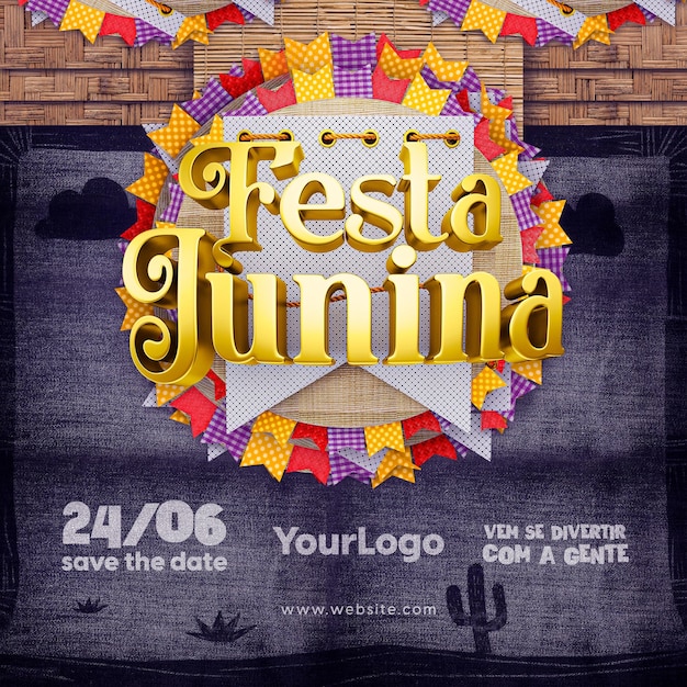 PSD social media template in portuguese for festa junina show