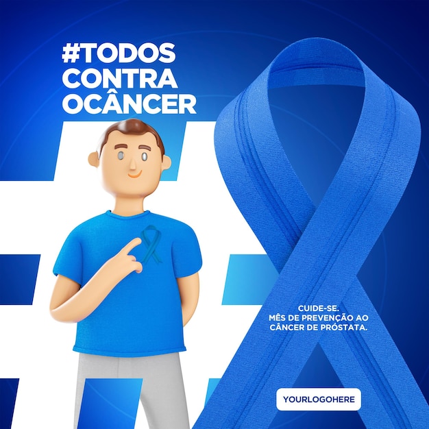 PSD modello di social media in portoghese novembre mese blu della prevenzione del cancro alla prostata