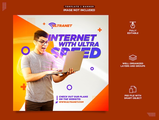 PSD social media template psd feed instagram ultra fast fiber internet provider