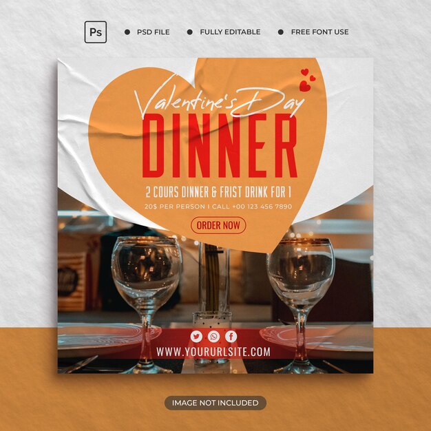 Social media template restaurant valentines day