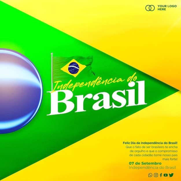 ブラジルのソーシャル メディア テンプレート 9 月 7 日