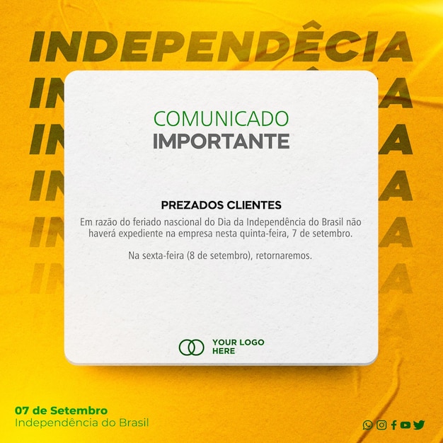 PSD social media template september 7 independence from brazil