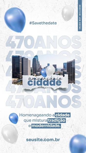 Social media template stories anniversary of the city in brazil