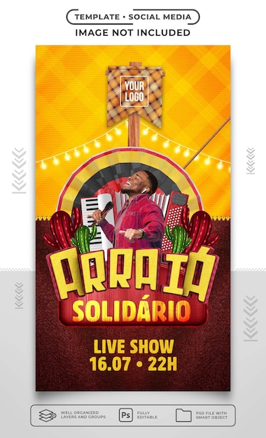 PSD Шаблоны историй в социальных сетях arraia solidario для festa junina