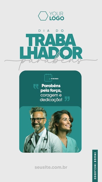 PSD social media template stories happy labor day for doctors