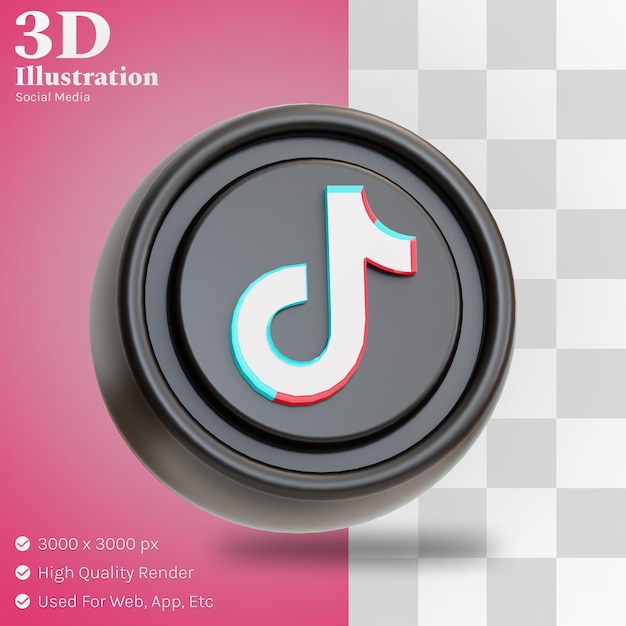 소셜 미디어 tiktok 로고 그림 3d