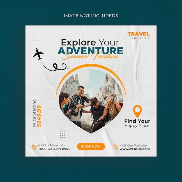 social media travel holiday vacation instagram post web banner template