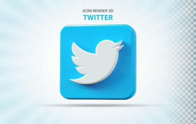 Rendering 3d dell'icona twitter dei social media