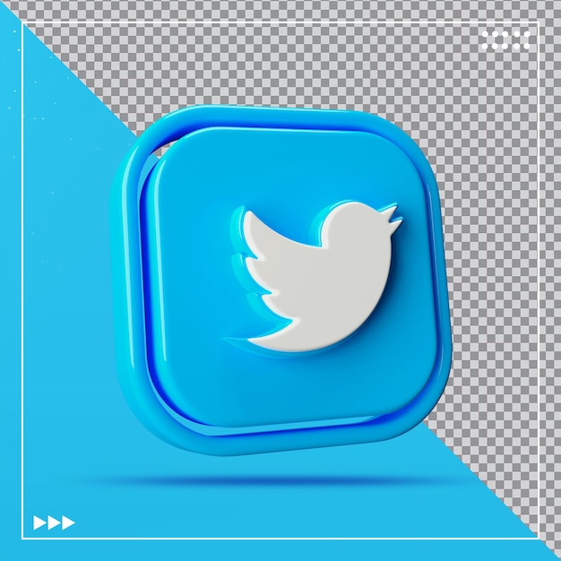 PSD social media twitter icona concetto 3d rendering